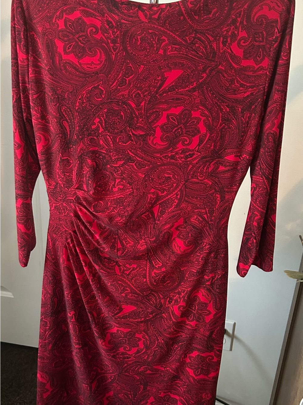 Ralph Lauren Red Paisley Long-Sleeve Sheath Dress
